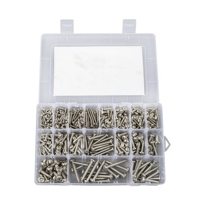 Solid Spare 550Pcs 304 stainless steel wood screws kits #4 #6 #8 #10 #12 countersunk Silver