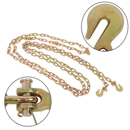 Solid Spare G70 1/4in×20ft Transportation Bundle Chain Steel Gold 3150lbs with Clevis Hooks