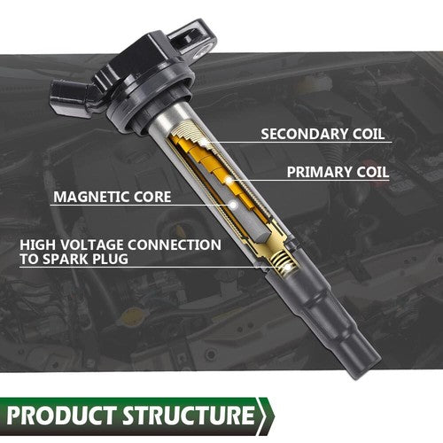 Solid Spare 4Pcs Ignition Coils Fit For 2009-2019 Toyota Corolla Prius 1.8L New