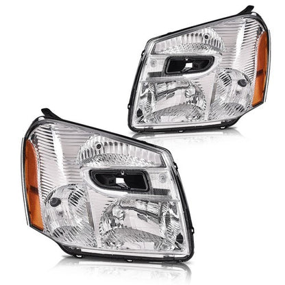Solid Spare Fit For 05-09 Chevy Equinox Clear Lens Chrome Housing Headlights Left+Right