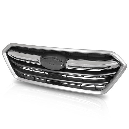 Solid Spare Fit For 2018-2019 Subaru Outback Front Bumper Upper Grille Grill Black Silver