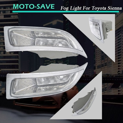 Solid Spare LH & RH Clear Lens Fog Light w/ Bulbs for 2004-2005 Toyota Sienna