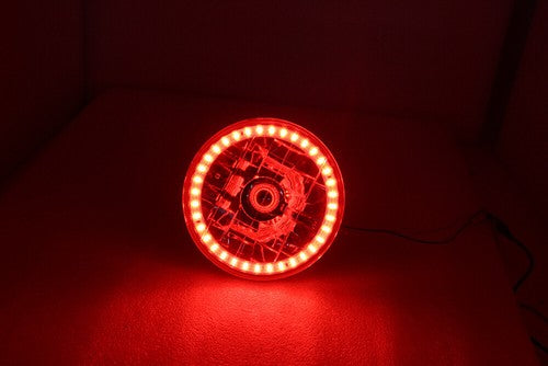 5-3/4"Inch Round LED Red Halo Style Halogen Crystal Clear Headlights Angel Eye