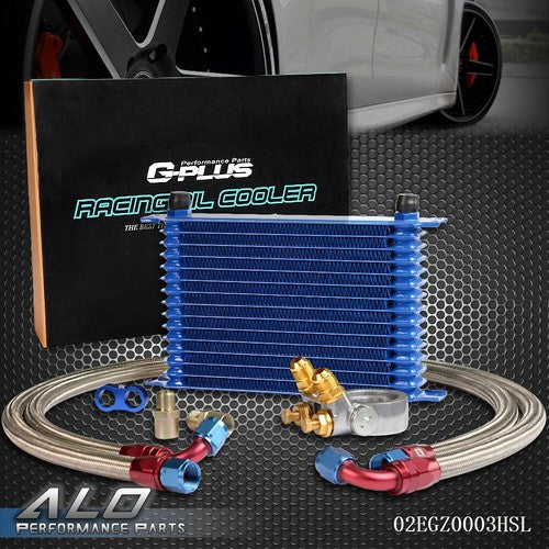 Solid Spare Universal 15 Row 10AN Engine Oil Cooler+Thermostat Adaptor Kit Aluminum