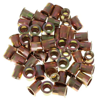 Solid Spare Steel Rivet Nut Rivnut Insert Nutsert 3/8-16 3/8 Carbon Steel Zinc Plated 50Pcs