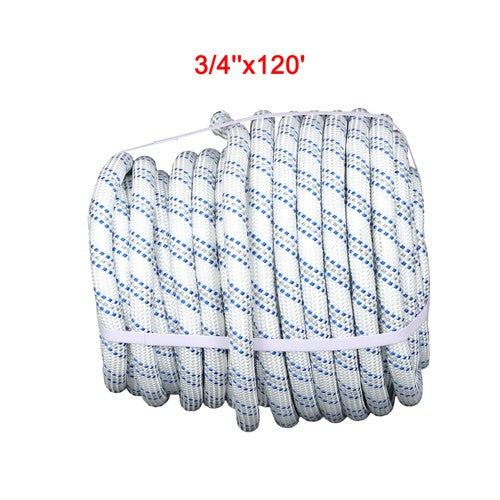 Solid Spare 1/2"&3/4" x120' Double Braided Polyester Rope 3200 Lbs Breaking Strength Rigging