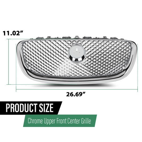 Solid Spare New Fit For 2012-2015 Jaguar XF XFR Silver Front Bumper Upper Mesh Grille