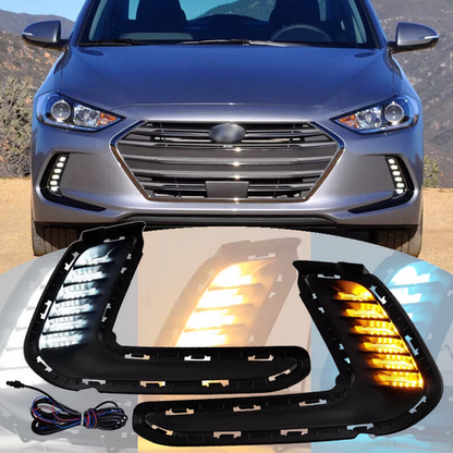 For 2016-2018 Hyundai Elantra LED DRL Turn Signal Night Driving Fog Lights Pair