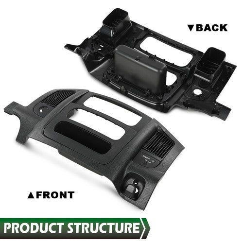 Solid Spare Fit For 2002-2005 Dodge Ram Center Dash Radio Trim Air Vent Bezel Panel Black