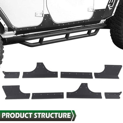 Solid Spare Fit For 2007-2018 Jeep Wrangler JK JKU Door Body Armor Cladding Guards Black
