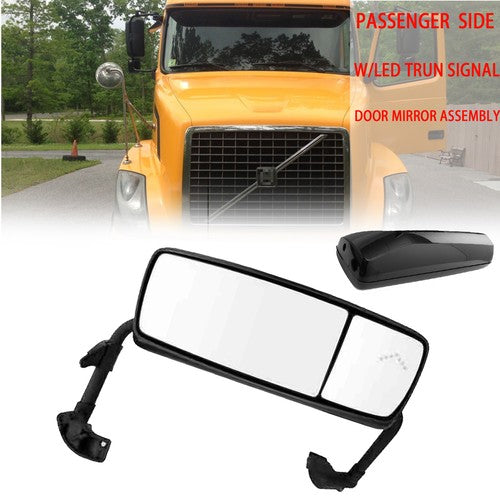 Volvo VNL VN Door Mirror Power Heated Black w/Turn Signal Passenger Side RH