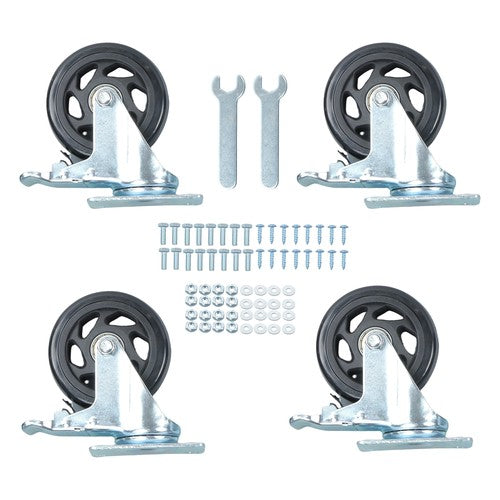 Solid Spare 4 Inch Caster Wheels, Heavy Duty Casters Set of 4, Swivel Casters with Brake 220