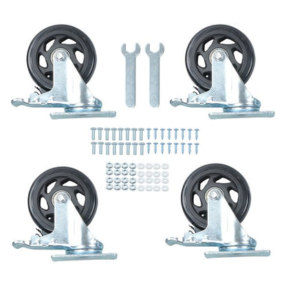 Solid Spare 4 Inch Caster Wheels, Heavy Duty Casters Set of 4, Swivel Casters with Brake 220