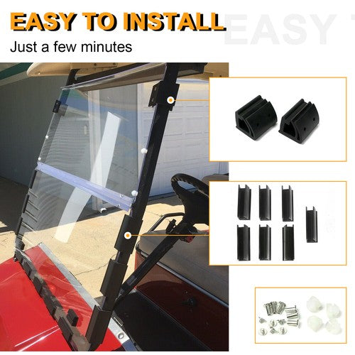 Solid Spare Golf Cart Front Folding Clear Windshield Windscreen For Club Car DS 2000.5-Up