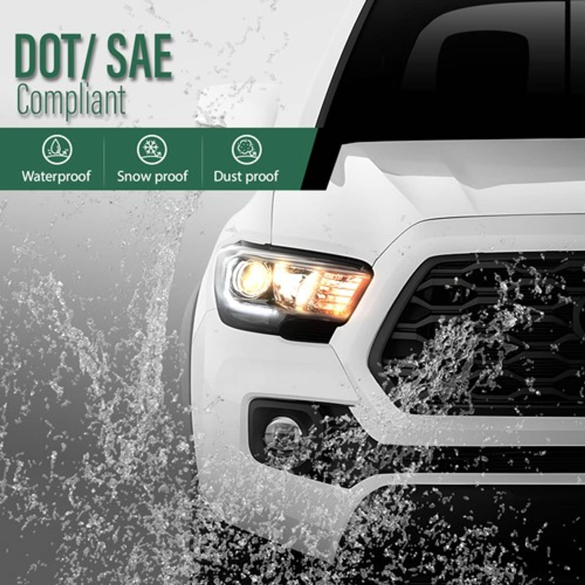Solid Spare Headlights Headlamps Assembly Black w/ LED DRL Fit For 2016-2022 Toyota Tacoma