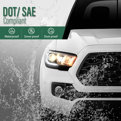 Solid Spare Headlights Headlamps Assembly Black w/ LED DRL Fit For 2016-2022 Toyota Tacoma
