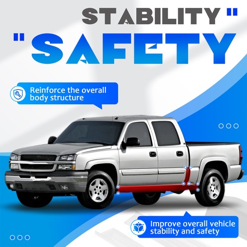 Solid Spare For 99-07 Chevy Silverado GMC Sierra 4 Door Crew Cab Rocker Panels & Cab Corners