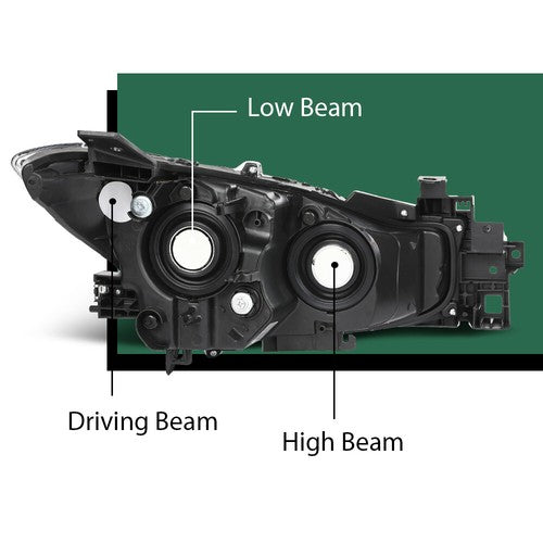 Solid Spare Black Halogen Projector Headlight Fit For 2017-2018 Mazda 3 Left Driver Side