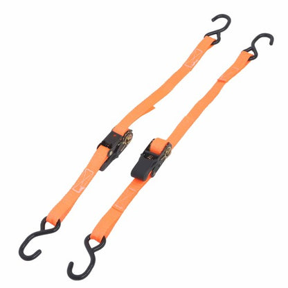 Solid Spare 2 Pack Ratchet Strap Polyester Orange Fracture Strength 2400lbs 1in*4ft S Hooks
