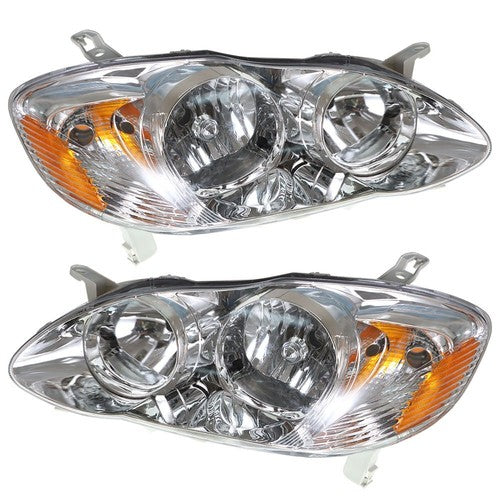 Solid Spare HeadLamps Headlights Fit For Toyota Corolla 2003-2008 Pair Left+Right Side
