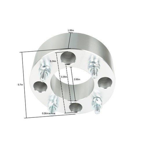 Solid Spare Wheel Spacers For Honda 4x110 2" 74mm Hub Bore M10x1.25 Studs 4Pcs Silver