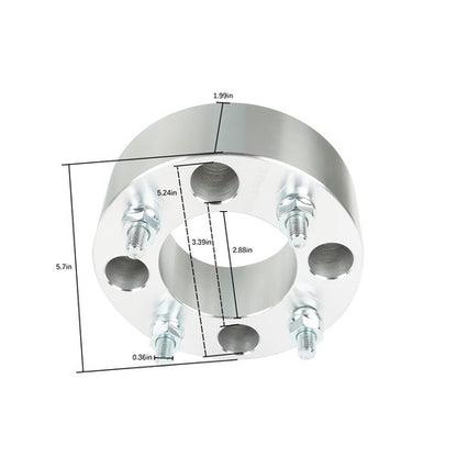 Solid Spare Wheel Spacers For Honda 4x110 2" 74mm Hub Bore M10x1.25 Studs 4Pcs Silver