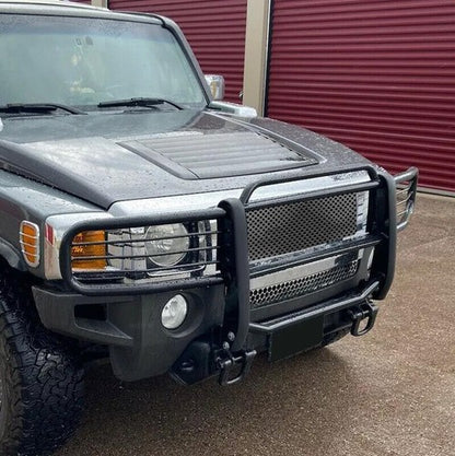 Solid Spare For 2006-2011 Hummer H3 Brush Grill Grille Guard in Black Brush Bumper
