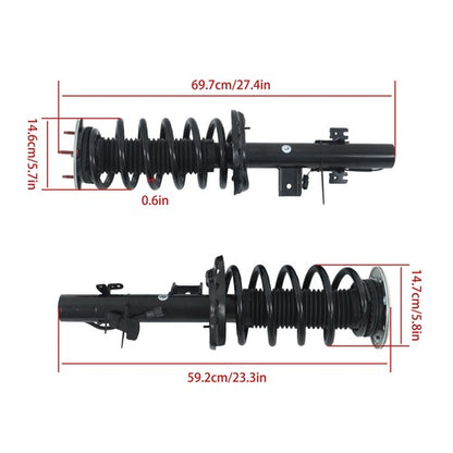 Solid Spare NEW For Range Rover Evoque 2012-2018 Set Shock Absorber Strut Assys w/ Electric
