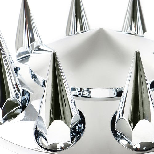Solid Spare Chrome Hub Cover Kit 33mm Rear & Front for Semi Truck Wheel Axle Covers Spiked