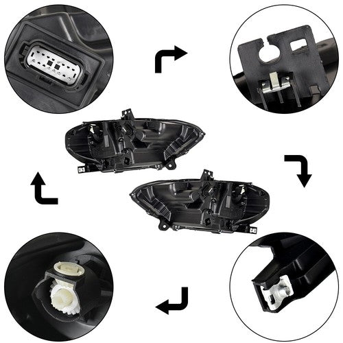 Solid Spare LED DRL Headlights For Ford Mustang 2018 2019 2020 Projector Headlamps LH+RH New