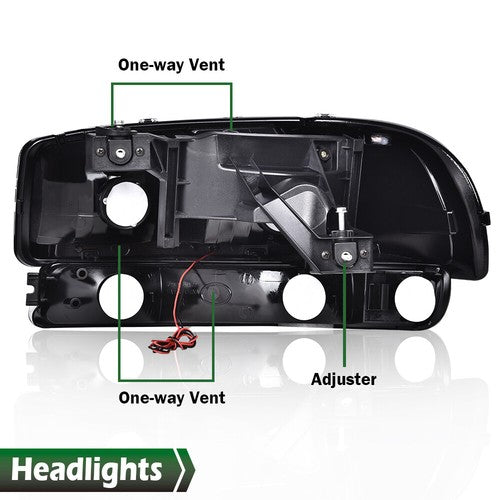 Solid Spare Fit For 1999-2007 GMC Sierra/Yukon Smoke Amber LED DRL Headlights+Bumper Lamps