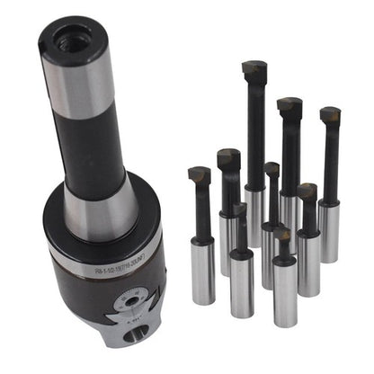 Solid Spare 9 Pcs 1/2" Carbide Boring Bar Set 2" Boring Head R8 Shank For Bridgeport Milling