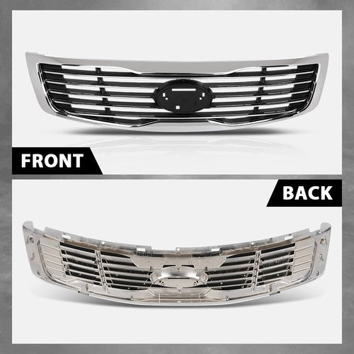 Solid Spare Fit For 2009-2010 Kia Optima Magentis Front Bumper Upper Grille Black Chrome
