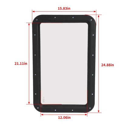 Solid Spare Black RV Entry Entrance Door Window For RV Camper Cargo Truck Trailer
