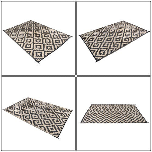 Solid Spare Waterproof Outdoor Plastic Straw Rug For Camping 6x9FT Black Beige Carpet