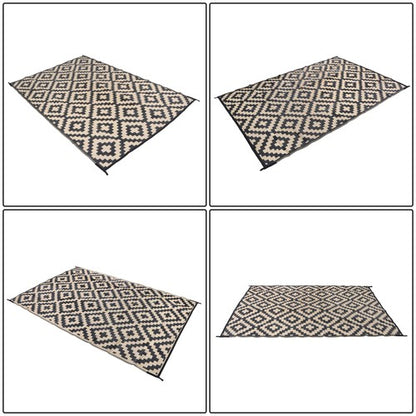 Solid Spare Waterproof Outdoor Plastic Straw Rug For Camping 6x9FT Black Beige Carpet