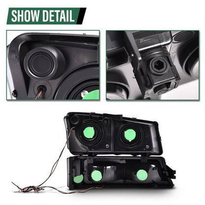 Solid Spare Fit For 03-07 Silverado Avalanche LED DRL Headlight Bumper Lamps Black/Smoked