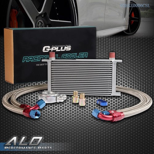 Solid Spare 19 Row 10AN Universal Aluminum Transmission Engine Oil Cooler+Filter Adapter Kit