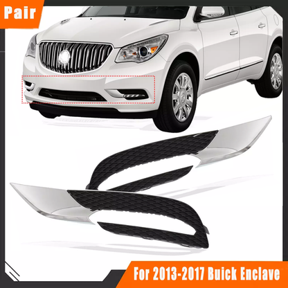 Fog Light Trim Set FIT 2013-2017 Buick Enclave Left & Right Black and Chrome 2Pc