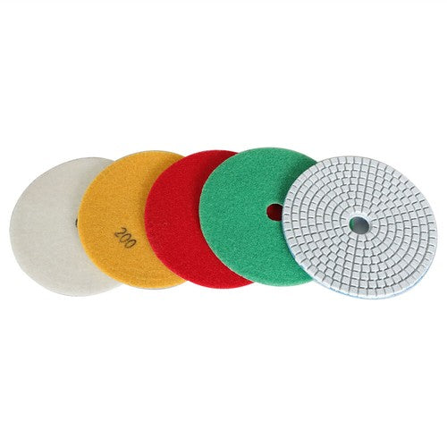Solid Spare 5 Inch Diamond Concrete Polishing Pads Wet Dry Set for Quartz Marble Stone NEW