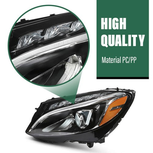Solid Spare LED Headlights Left+Right Side Fit For 2015-2018 Mercedes Benz C-Class W205 C300