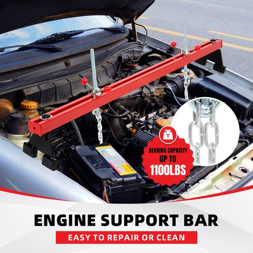 Solid Spare Engine Support Bar 1100lb Motor Transverse Bar Lift Holder Dual Hook Cross Hoist