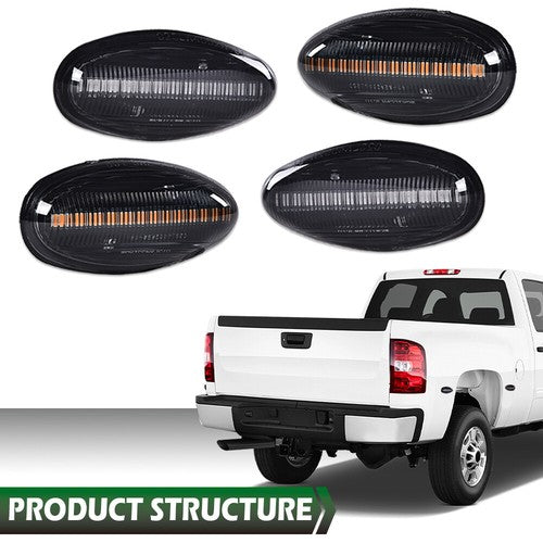 Solid Spare LED Side Marker Lights Lamps Smoked Fit For 2001-2014 Chevy Silverado GMC Sierra