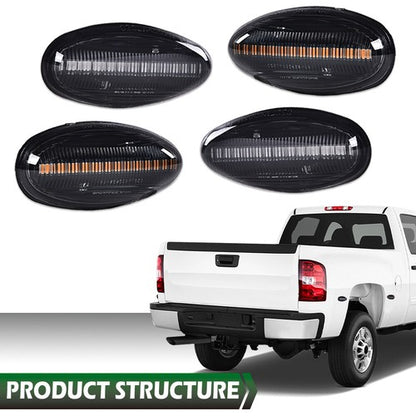 Solid Spare LED Side Marker Lights Lamps Smoked Fit For 2001-2014 Chevy Silverado GMC Sierra