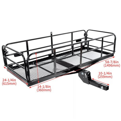 Solid Spare Folding Trailer Hitch Cargo Carrier Basket Luggage Rack w/ 2" Receiver 500 LBS