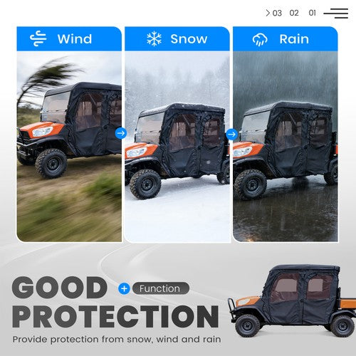 Solid Spare For Kubota RTV 2016-2023 X1140 Cab assembly Soft Door Rear Window Roof combo