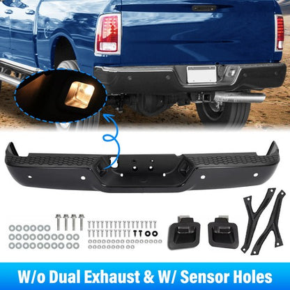 Solid Spare Black Rear Bumper Assembly For Ram 2500 3500 2013-2018 With Sensor Holes