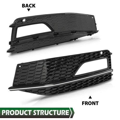 Solid Spare Bumper Fog Light Lamp Bezel Trim Fit For 13-16 Audi A4 Quattro B9 S4 S-Line