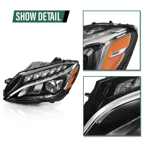 Solid Spare LED Headlight Left Driver Side Fit For 2015-2018 Mercedes Benz C-Class W205 C300