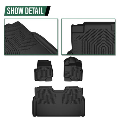 Solid Spare All Weather Floor Mats TPE Liners Fit For 2015-2024 Ford F-150 Super Crew Cab
